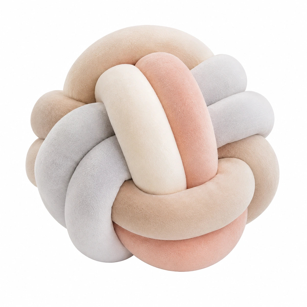 Knoten-Kissen 30 cm aus weichem Textil in Beige Rosa Grau dekorativ