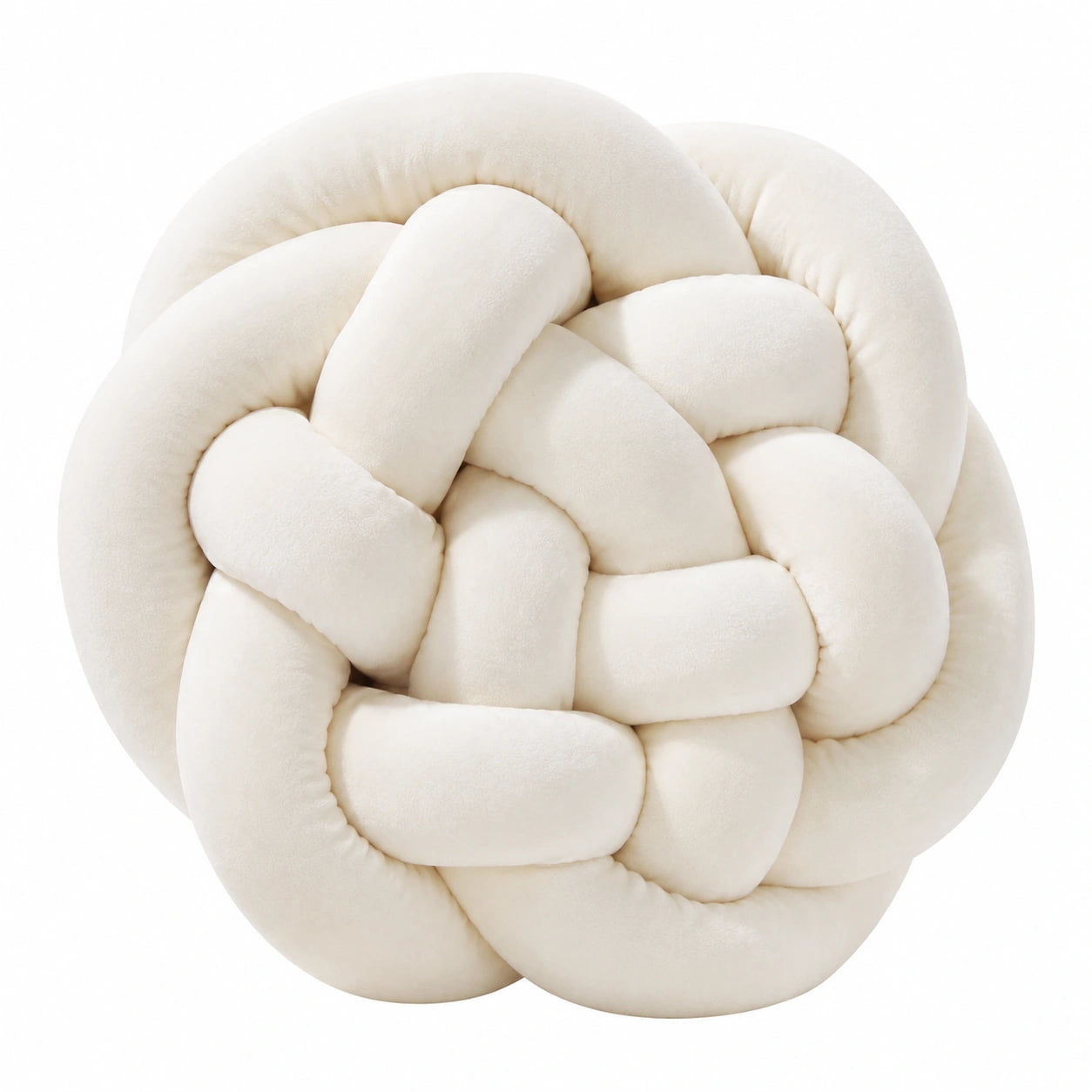 Knotenkissen 30 cm aus Polyester Creme als Dekokissen geflochten