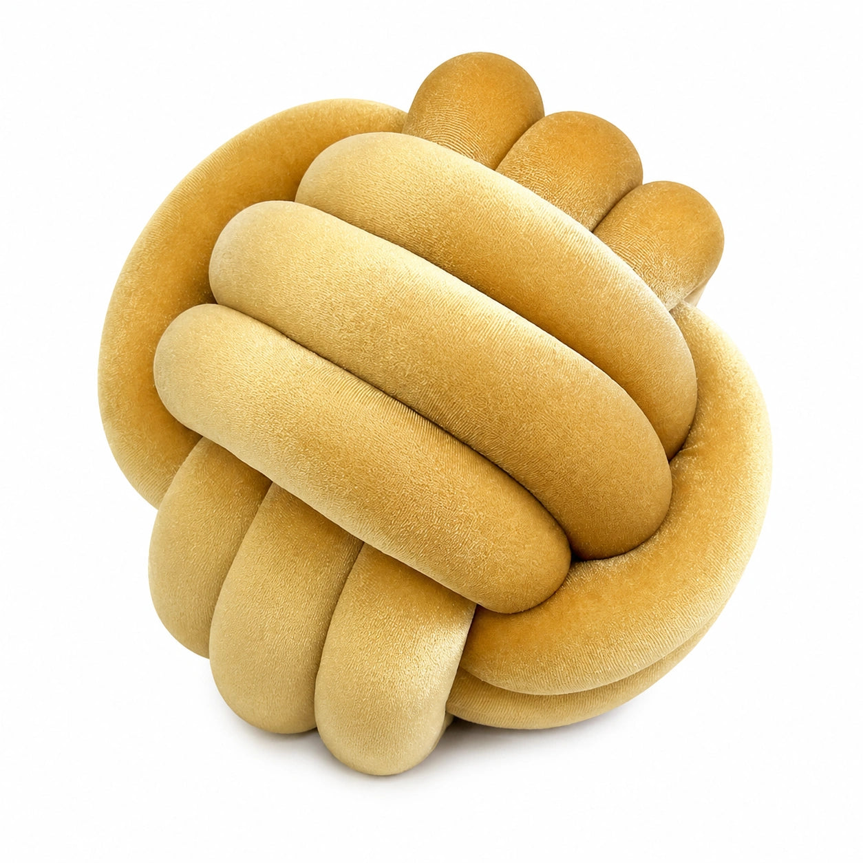 Knotenkissen 30 cm Samt Senfgelb dekoratives Sofakissen