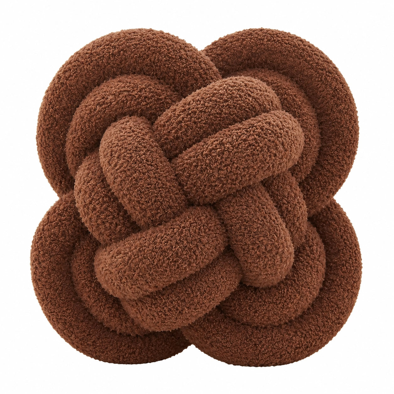 Knotenkissen 35 cm Braun Teddyplüsch dekoratives Zierkissen