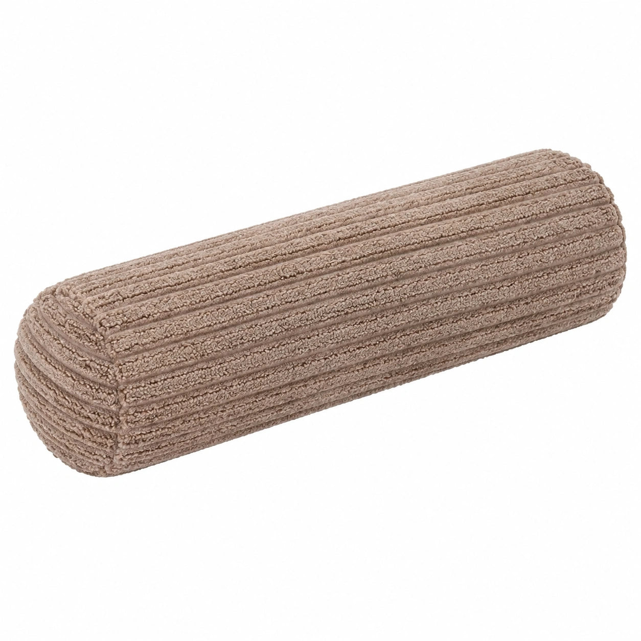 Nackenrolle 15 x 45 cm aus Polyester Taupe gerippt