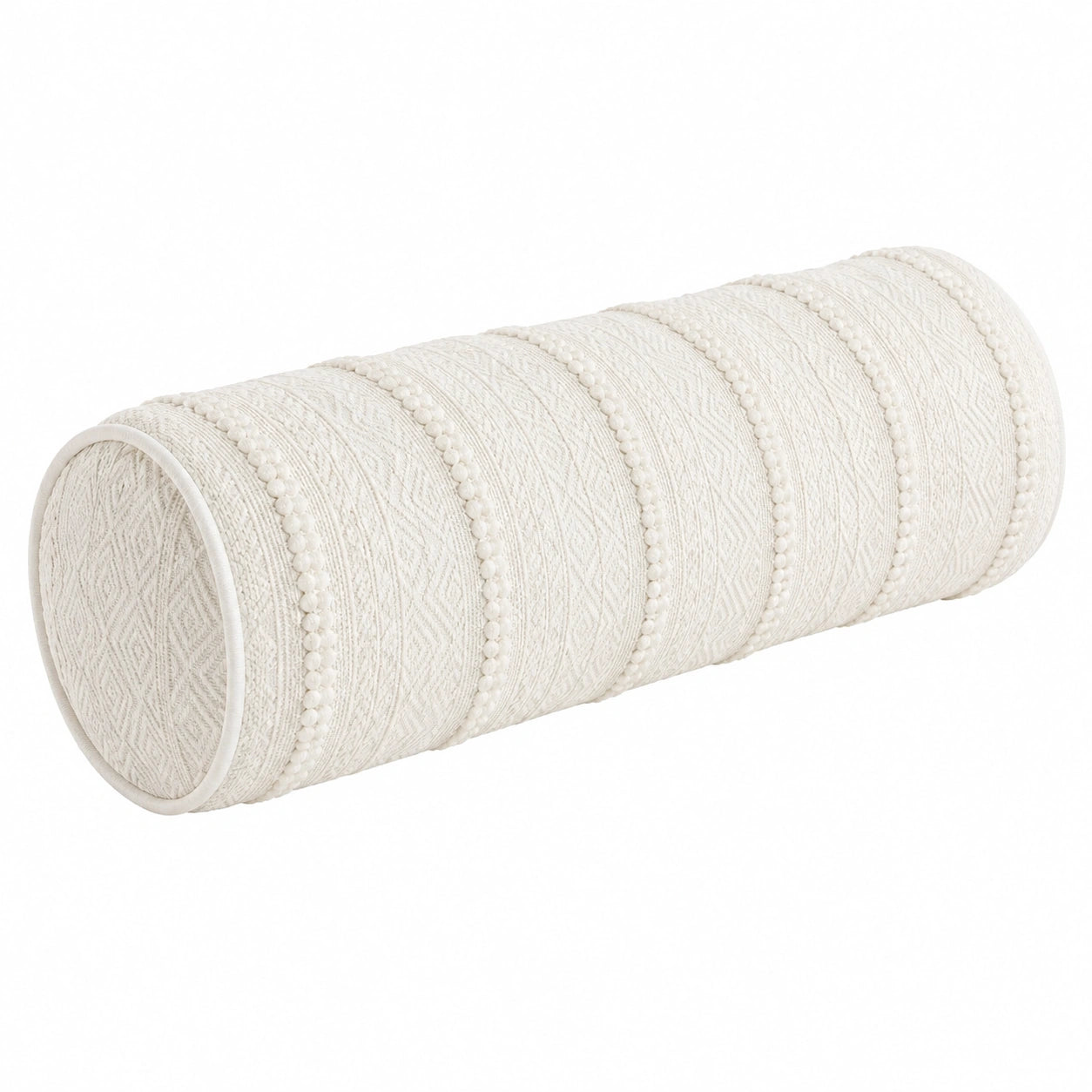 Nackenrolle 20 x 50 cm aus Textil in Creme mit Strukturmuster