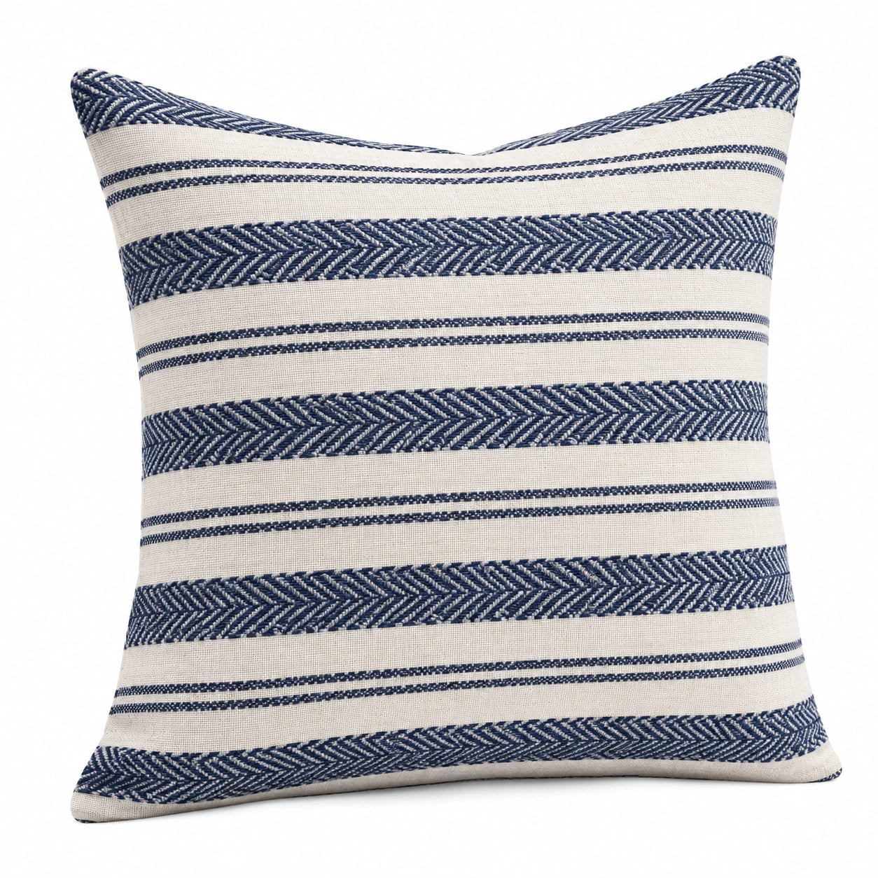 Dekokissen 45 x 45 cm Textilgewebe Blau Creme gestreift