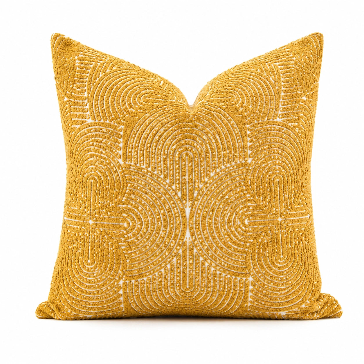 Dekokissen 45 x 45 cm Textil Gelb mit Reliefmuster