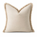Dekokissen 50 x 50 cm Beige Textil mit Fransen