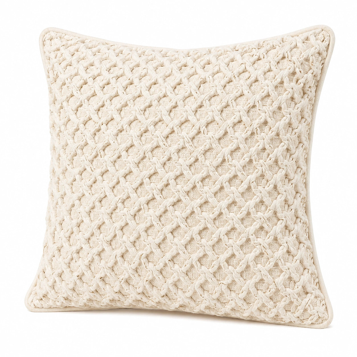 Dekokissen 45 x 45 cm Baumwolle Creme mit Flechtstruktur