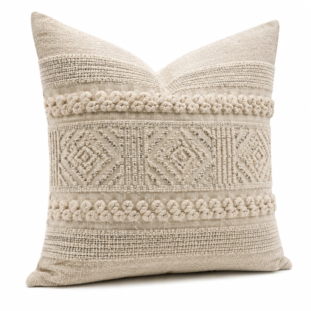 Dekokissen 45 x 45 cm aus Baumwolltextil in Beige mit Strukturmuster
