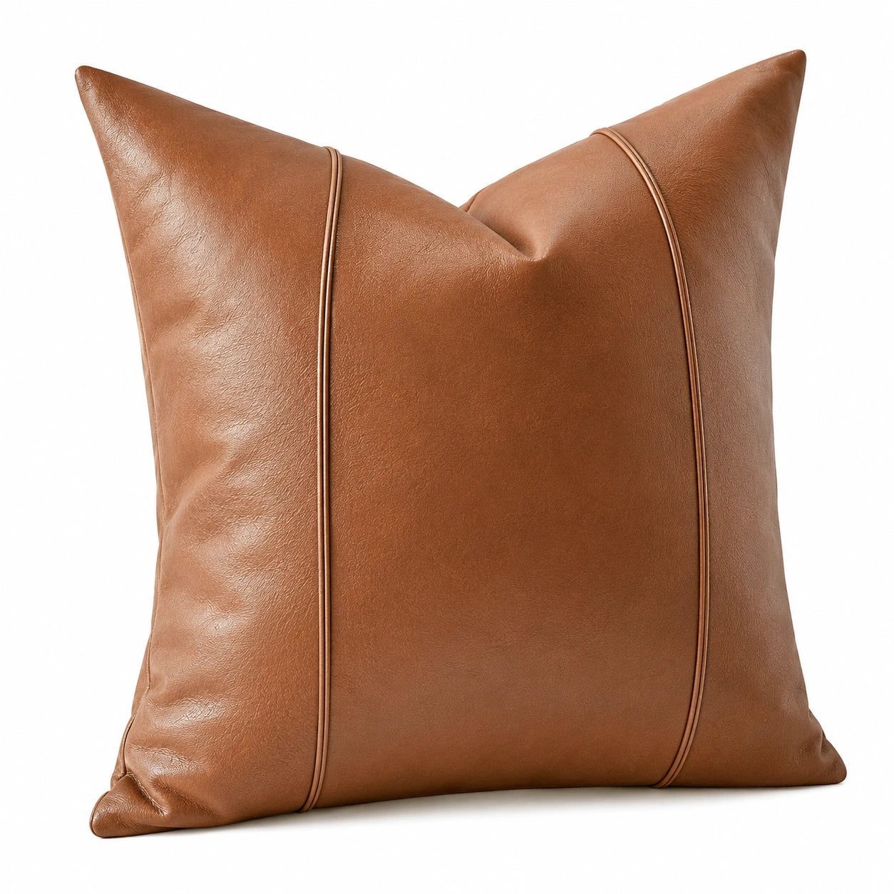 Deko-Kissen 45 x 45 cm Braun in Lederoptik mit Keder