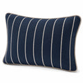 Dekokissen 50 x 30 cm Marineblau Textil mit Kordelbesatz gestreift