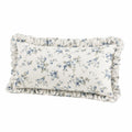 Zierkissen 50 x 30 cm Textil Creme Blau mit Blumenmuster und Rüschen