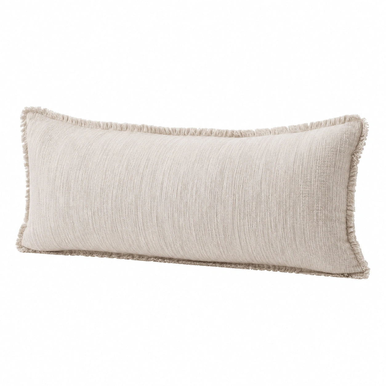 Dekokissen 50 x 30 cm Textil Creme mit Fransen