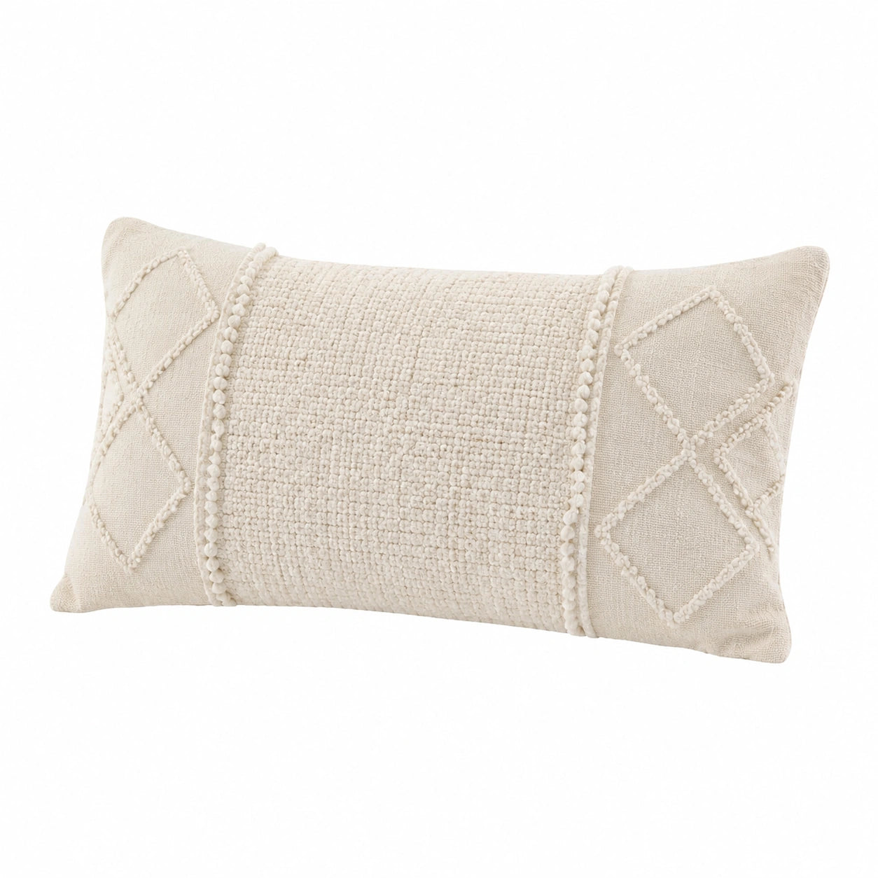 Dekokissen 50 x 30 cm aus Textil in Creme mit Strukturmuster