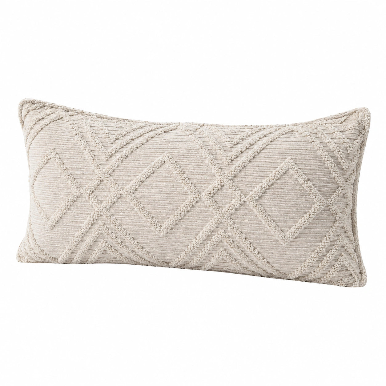 Dekokissen 50 x 30 cm Textil Creme mit geometrischer Struktur