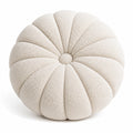 Rundes Dekokissen 45 cm aus Teddyplüsch in Creme - weiche Muscheloptik