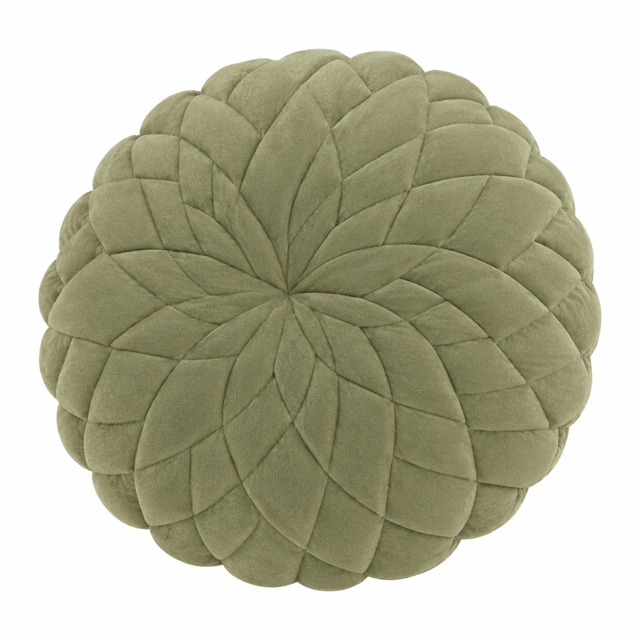 Rundes Zierkissen 45 cm aus Polyester in Salbeigrün mit Blütenstruktur