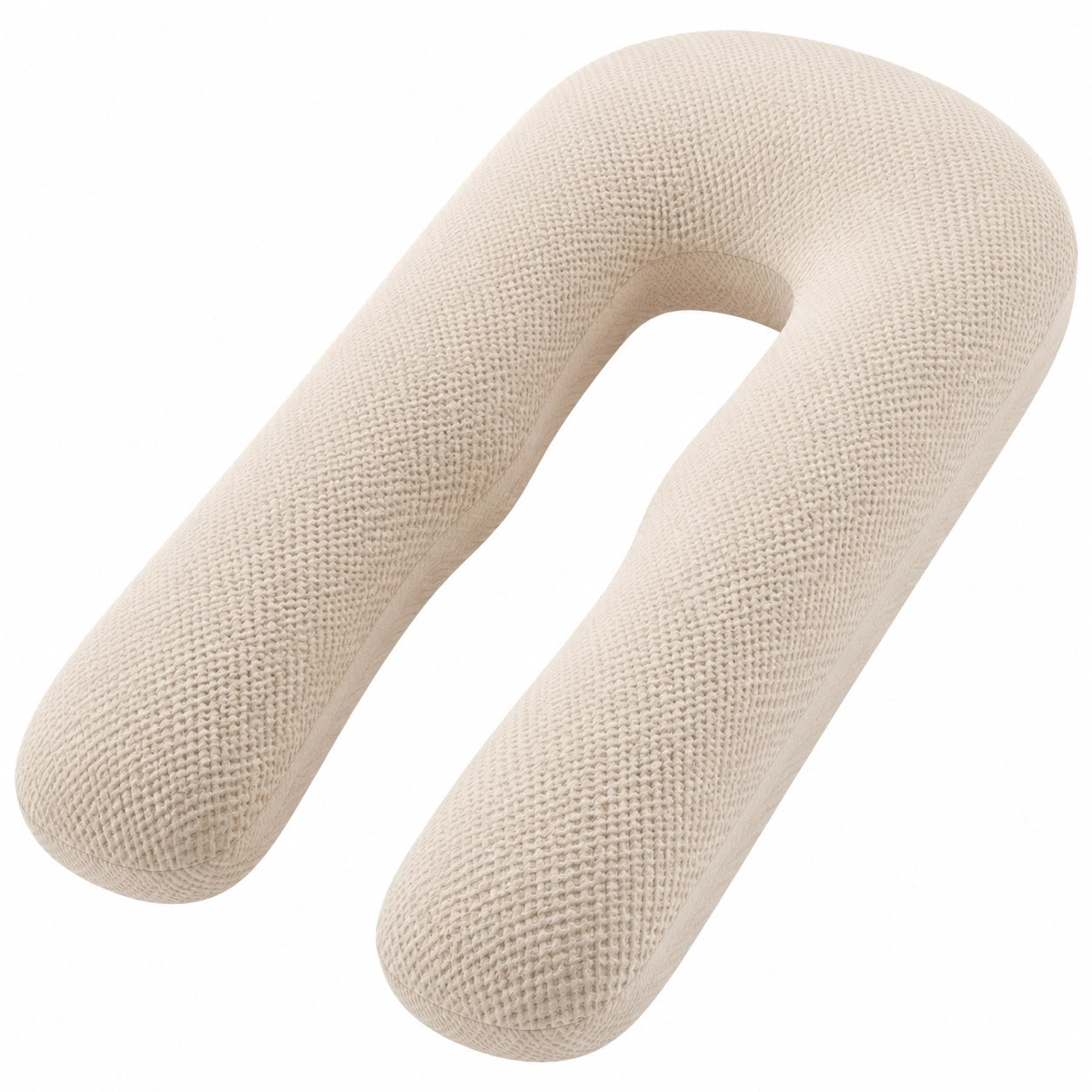 U-förmiges Schwangerschaftskissen 140 cm aus Strickstoff Beige für Schlaf und Entspannung