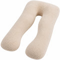 U-förmiges Seitenschläferkissen 130 cm aus Polyester in Beige mit Teddystruktur